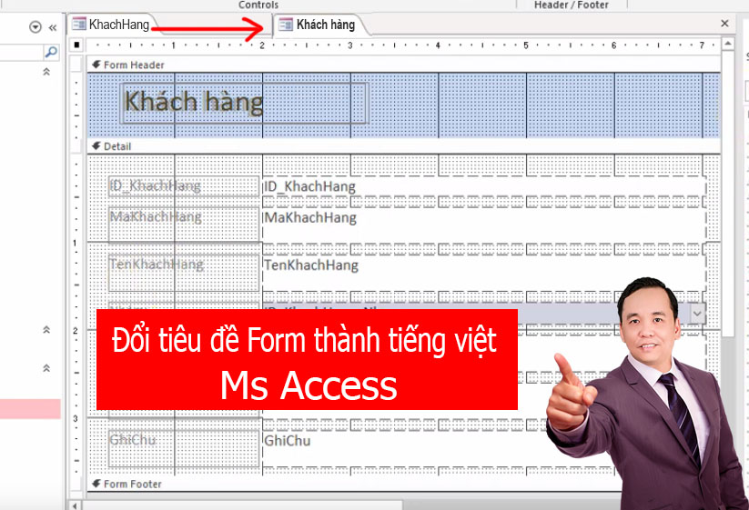 Đổi tiêu đề form thành tiếng việt trong ms access