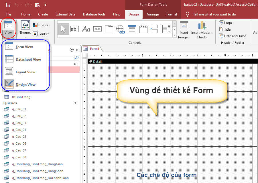 Chế độ form trong Access