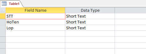 Cách tạo table trong MS Ascess