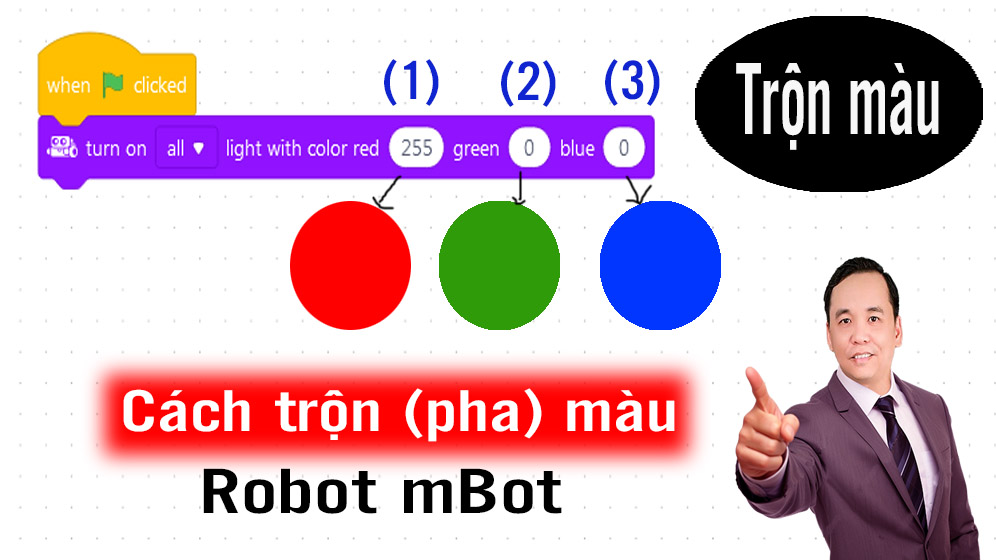 Các trộn 3 màu red green blue điều khiển đèn trong robot mbot