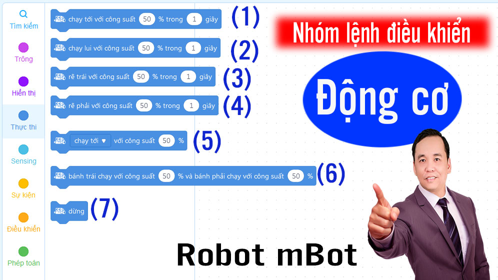 Lệnh điều khiển động cơ trong robot mbot
