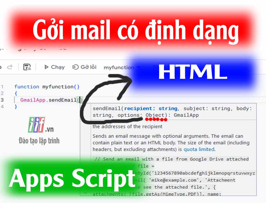 Gởi mail có định dạng trong Google Apps Script