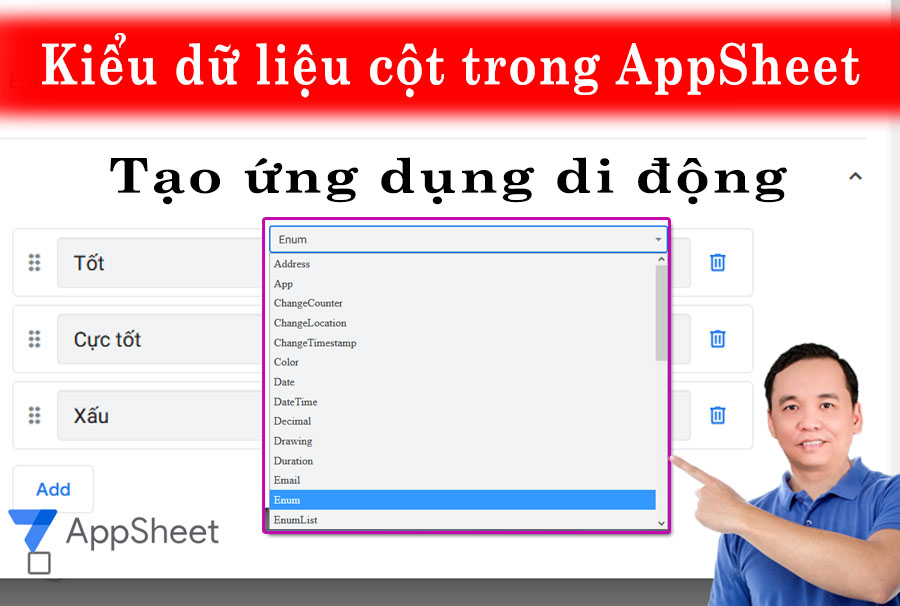 Kiểu dữ liệu trong AppSheet