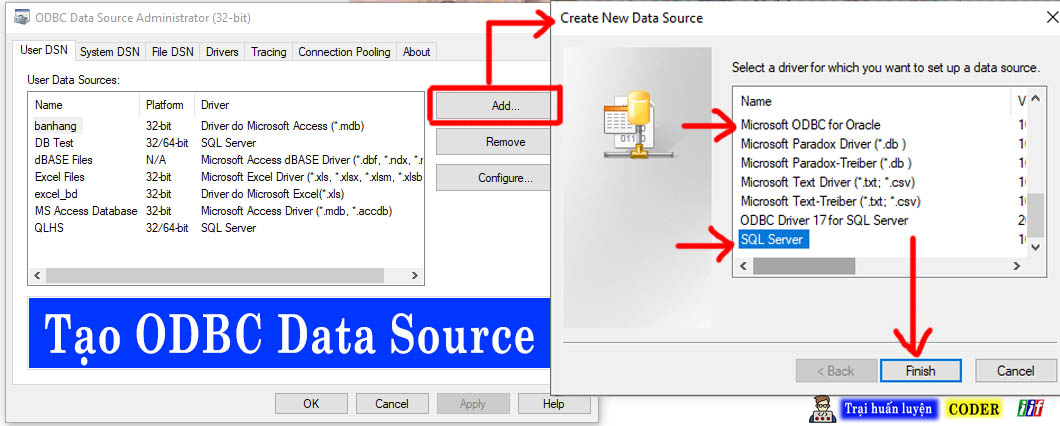 Cách tạo ODBC Data Source