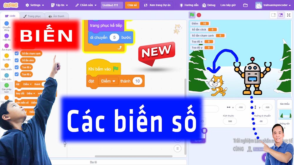 Khai báo biến trong Scratch