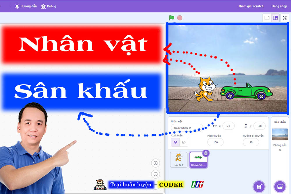 Nhân vật và sân khấu trong Scratch