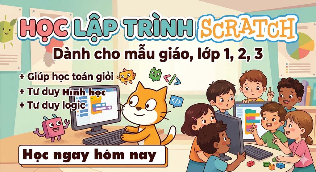 Lập trình Scratch mẫu giáo, lớp 1,2,3