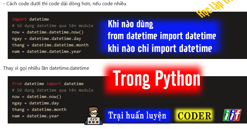 Khi nào dùng from datetime import datetime , khi nào import datetime trong python