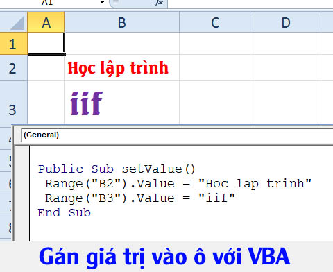 Cách gán giá trị vào ô với vba excel